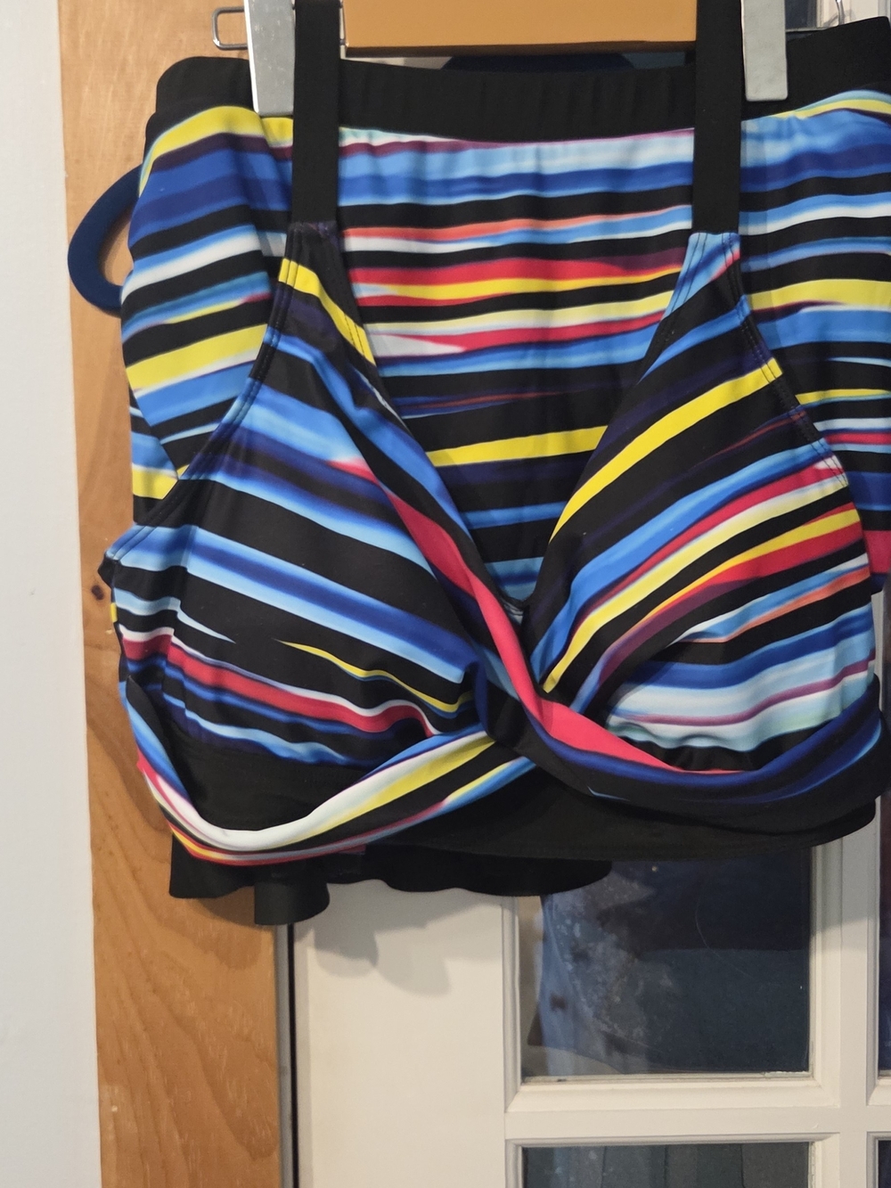 Striped Multicolor Skirted Bikini - Bold Rainbow Stripes